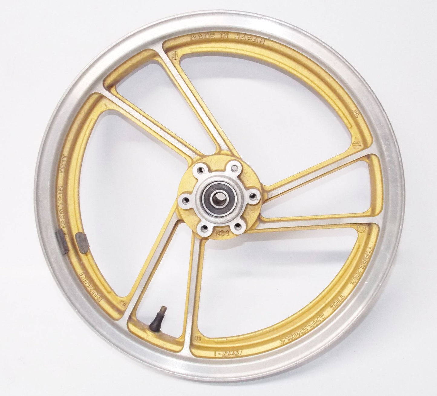 NOS 1984 NOS 16" x 2.15 ENKEI GOLD ALLOY WHEEL FRONT SUZUKI RGV250 WOLF TUBELESS - MotoRaider