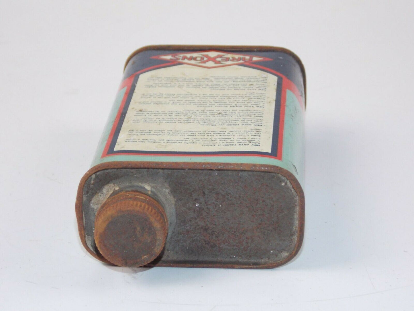 1960's AREXONS SILICONE AUTO POLISH CAN TIN ITALIAN FERRARI LANCIA ALFA MASERATI - MotoRaider