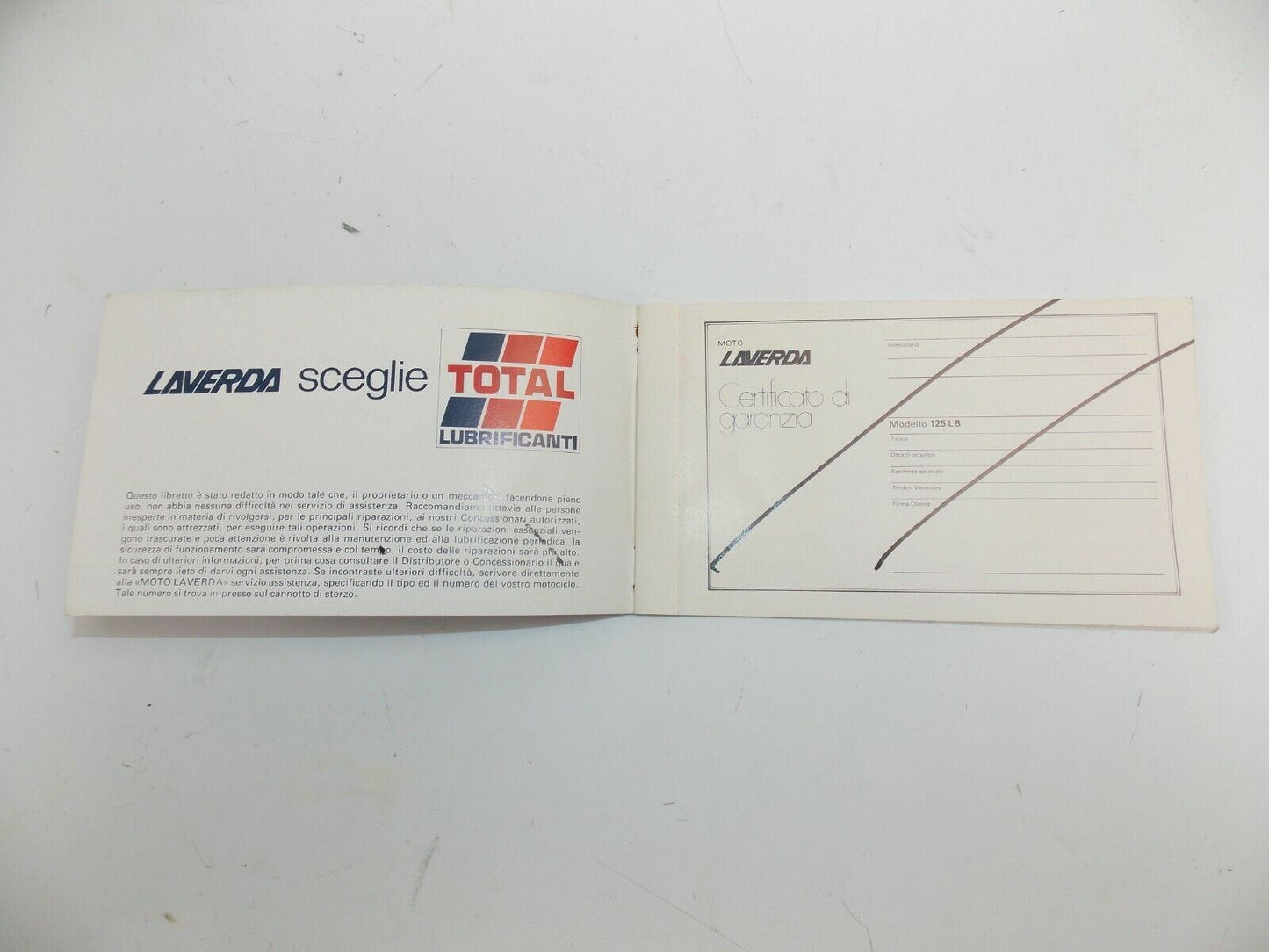 ORIGINAL 1980's LAVERDA LB125 OWNER USER MANUAL BOOK BOOKLET ITALIAN - MotoRaider