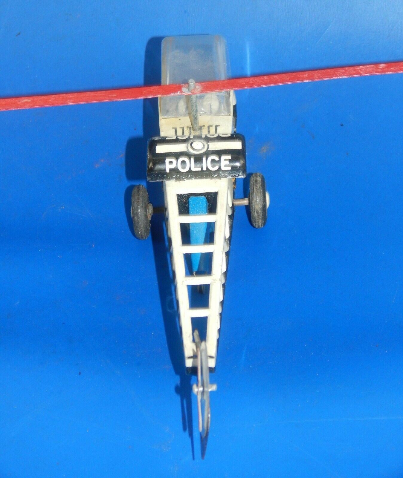 1960's HIGHWAY PATROL POLICE FRICTION ELICOPTER L=7.75" TIN TOY VINTAGE - MotoRaider