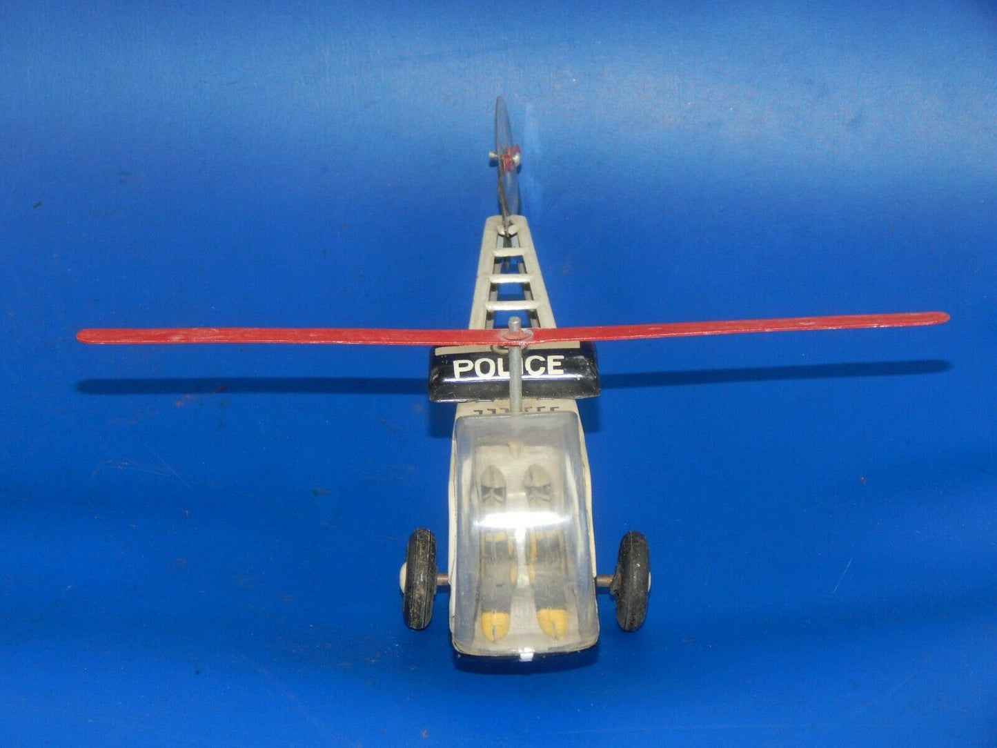 1960's HIGHWAY PATROL POLICE FRICTION ELICOPTER L=7.75" TIN TOY VINTAGE - MotoRaider