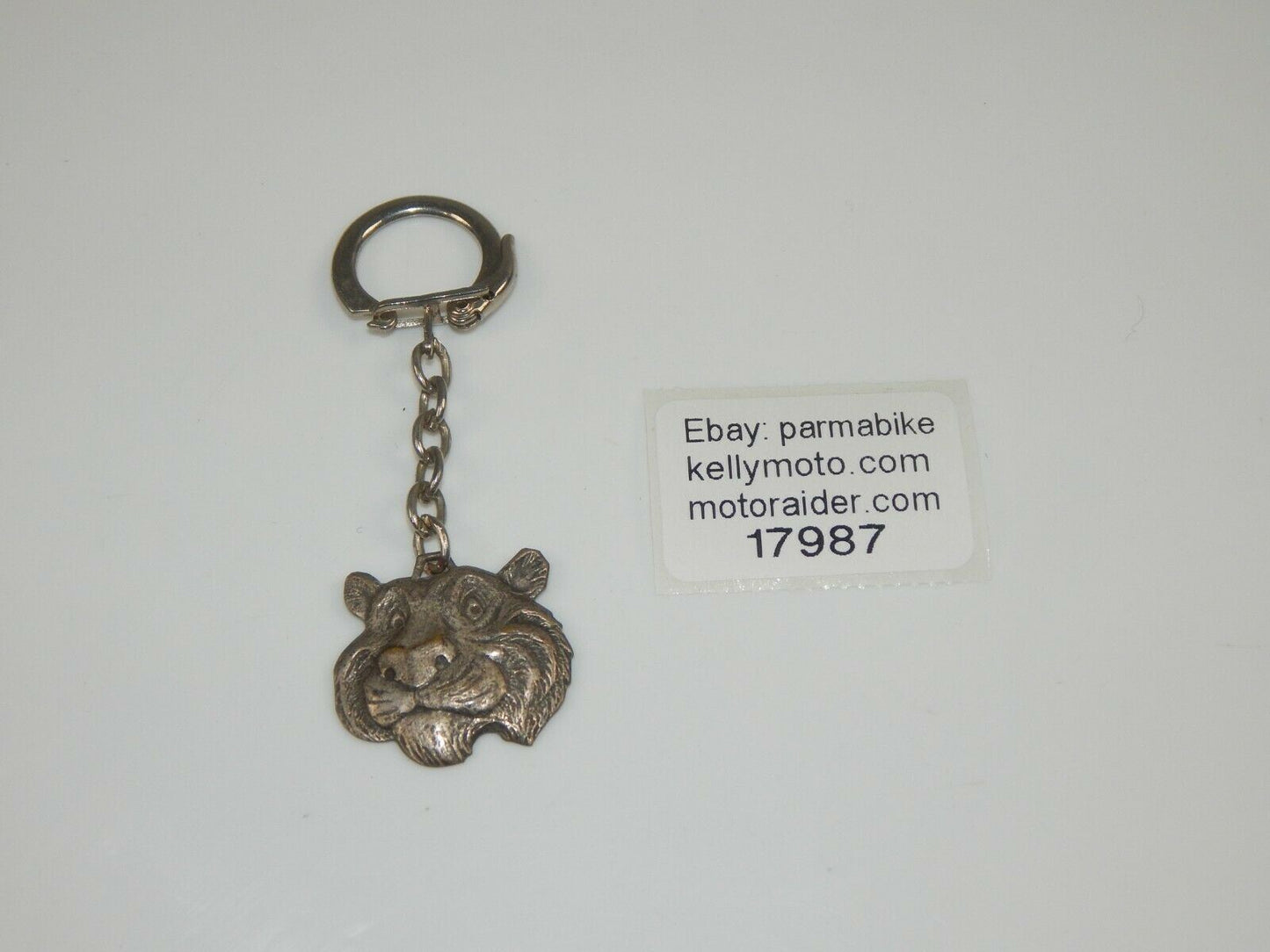 ORIGINAL 1970's ESSO TIGER METAL EMBLEM KEY CHAIN RING FOB ITALY 30x630mm - MotoRaider