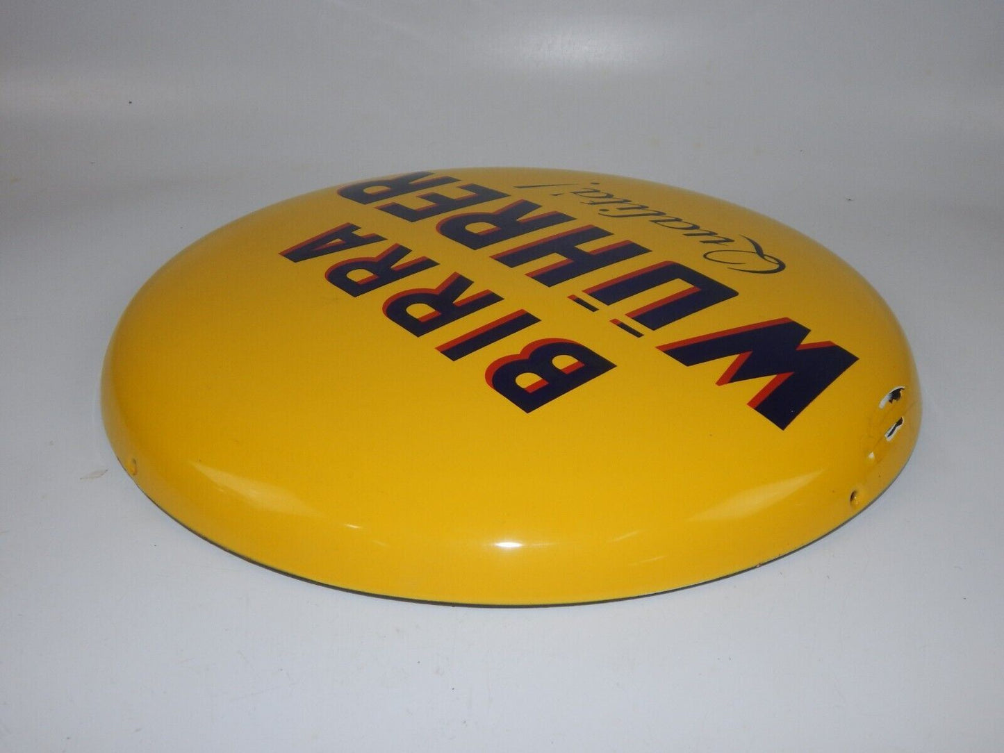 1950's ORIGINAL "BIRRA WHURER QUALITA" BEER BUTTON SIGN ENAMEL PORCELAIN D=17.5" - MotoRaider