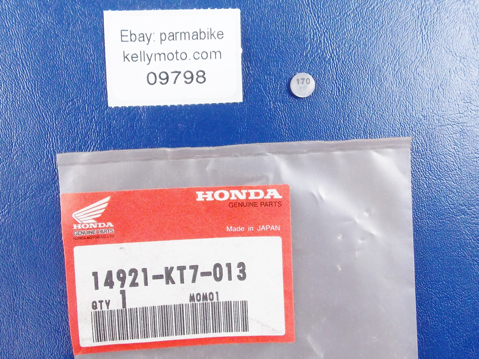 NOS OEM 1988-2013 HONDA NX50 VFR750/800 TAPPET SHIM (1.700 )   14921-KT7-013 - MotoRaider