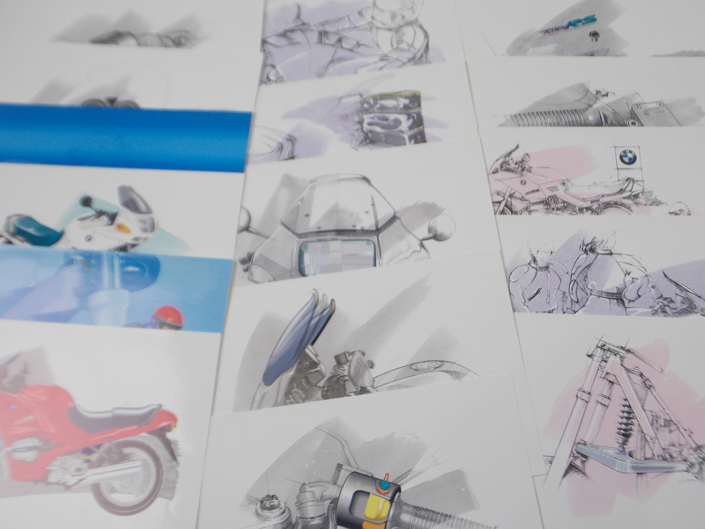 ORIGINAL BMW 1993 R1100RS DEALER SALES BROCHURE TECHNICAL ART GERMAN ENGLISH - MotoRaider