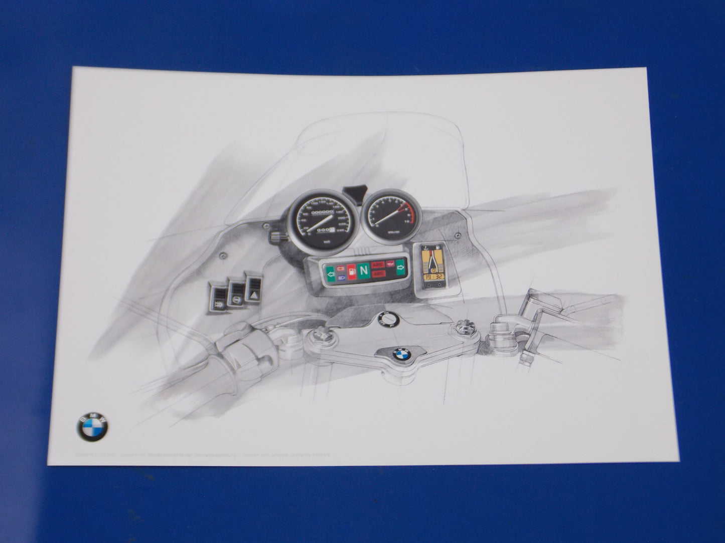 ORIGINAL BMW 1993 R1100RS DEALER SALES BROCHURE TECHNICAL ART GERMAN ENGLISH - MotoRaider