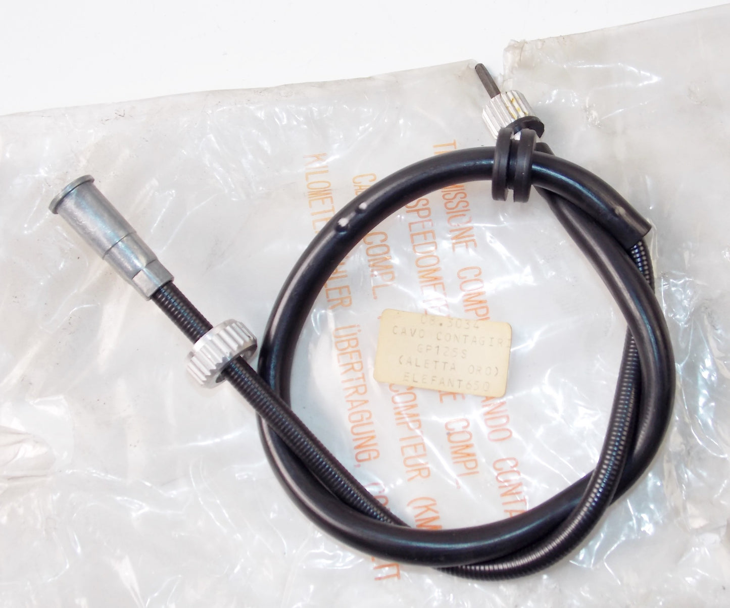 NOS BLACK VINYL TACHOMETER CABLE CAGIVA GP 125 S ALETTA ORO ELEFANT 650 08.3034 - MotoRaider
