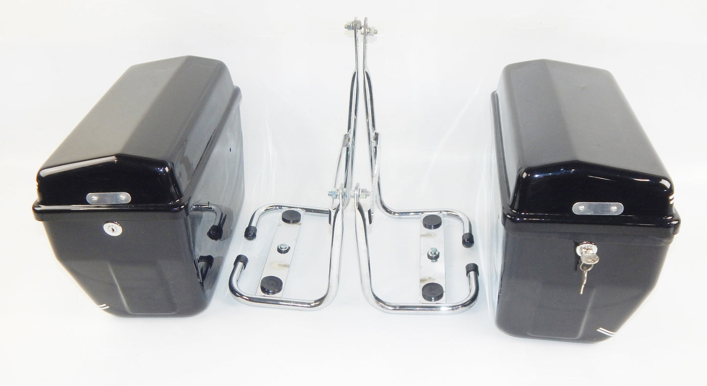 VIGANO COMFORT MOTORCYCLE LUGGAGE CASE SET BLACK VINTAGE GUZZI DUCATI GILERA BMW - MotoRaider