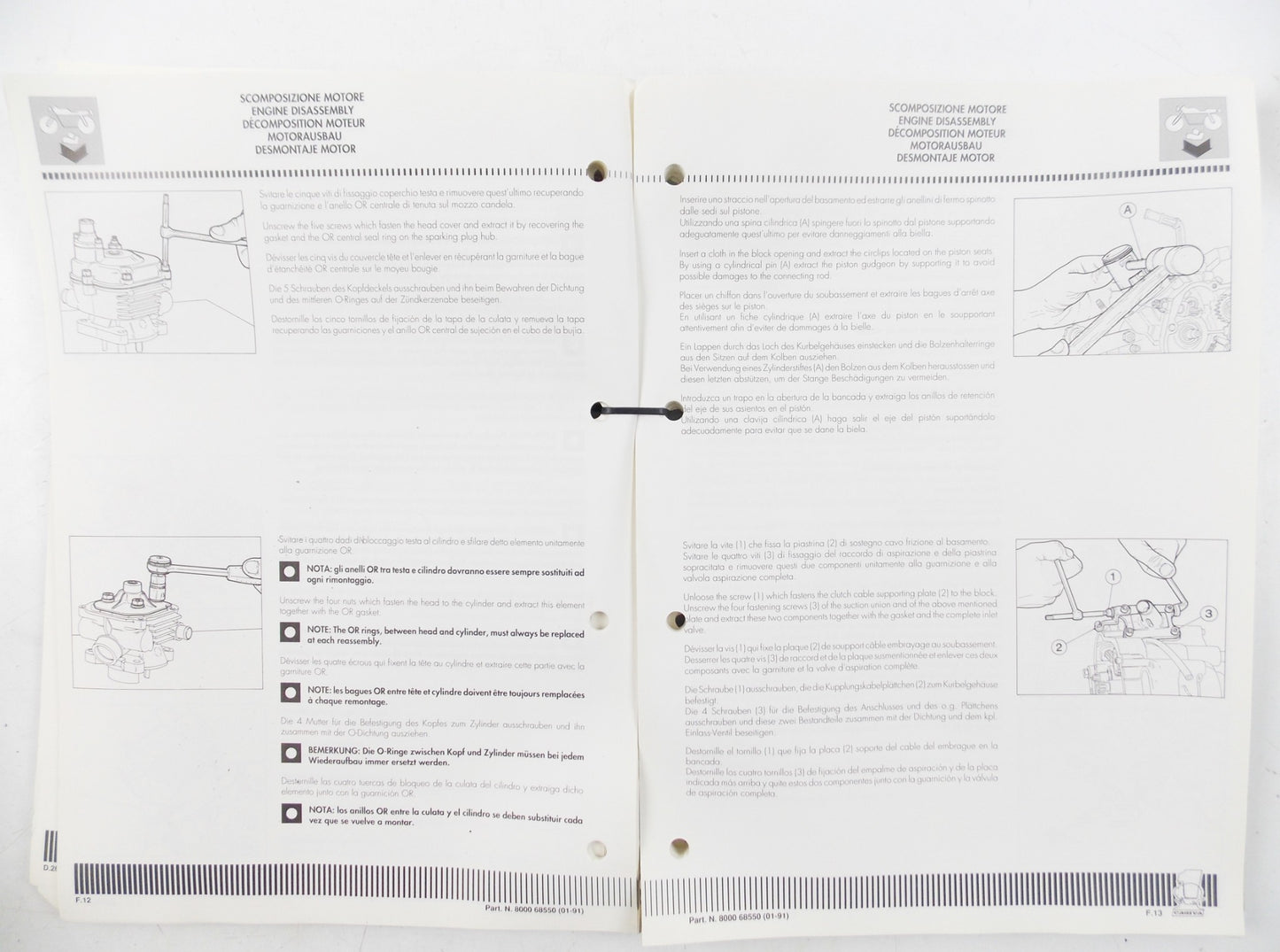 CAGIVA K3 WORKSHOP MANUAL SERVICE BOOK ITALIAN ENGLISH FRENCH GERMAN 8000 68550 - MotoRaider