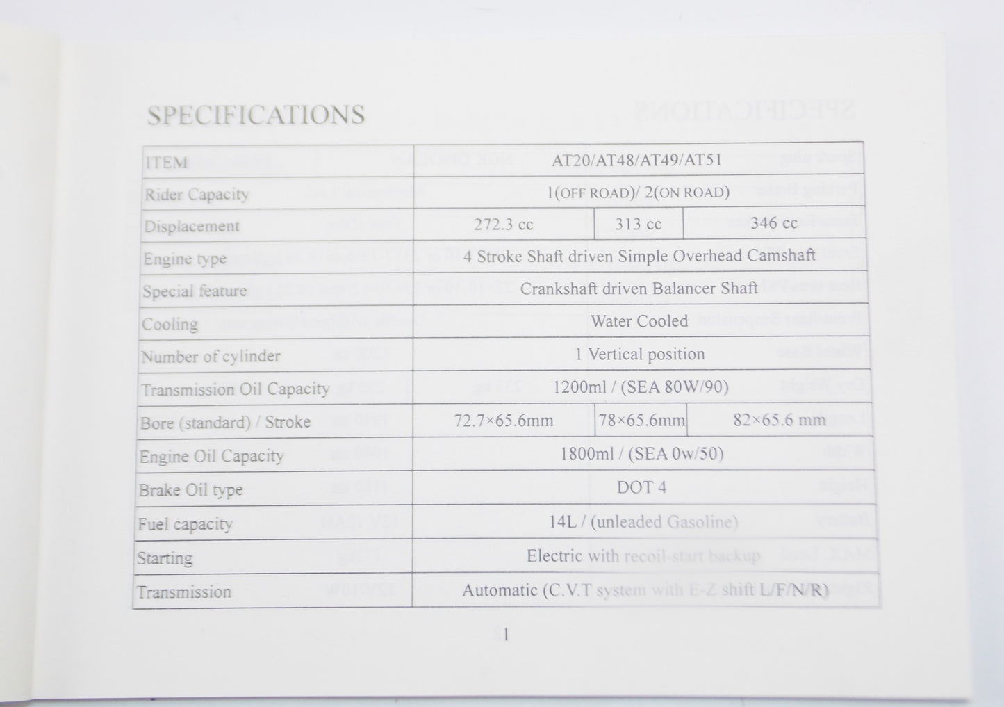 OEM AEON ATV 320 350 360 400 OWNER USER MANUAL BOOK AT20/AT48/AT49/AT51 QUAD - MotoRaider