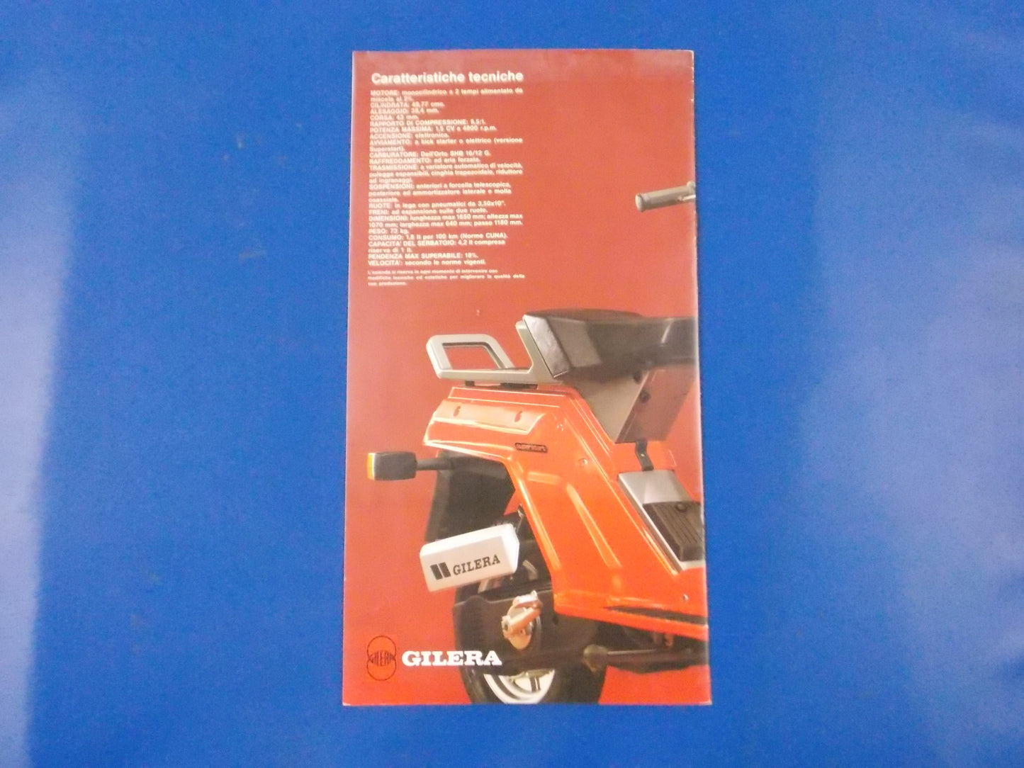 SCOOTER GILERA 1980-90 50GSA DEALER PAMPHLET BROCHURE TECHNICAL SPECS 12X6.5" - MotoRaider