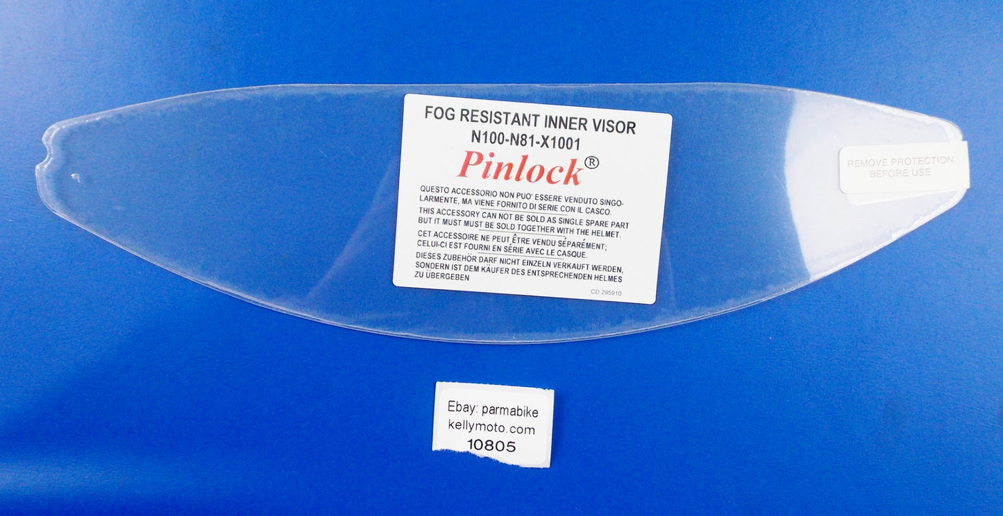 NOS PINLOCK N100/N81/X1001 INNER VISOR CLEAR FOR HELMET SHIELD SCREEN LENS - MotoRaider