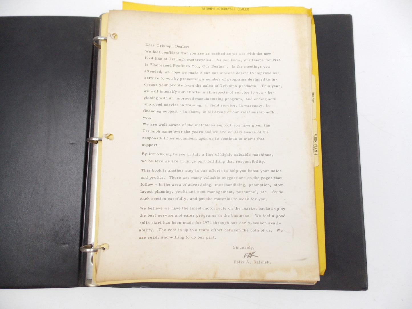 OEM TRIUMPH 1974 TRIDENT BONNEVILLE 750 TR5MX MODEL LINE DEALER MANUAL BINDER - MotoRaider