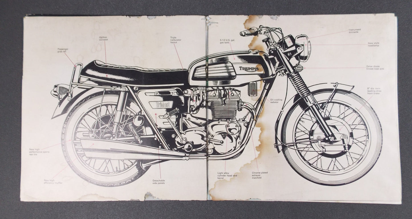 1970's TRIUMPH TRIDENT 750cc DEALER PAMPHLET BROCHURE ADVERTISEMENT - MotoRaider