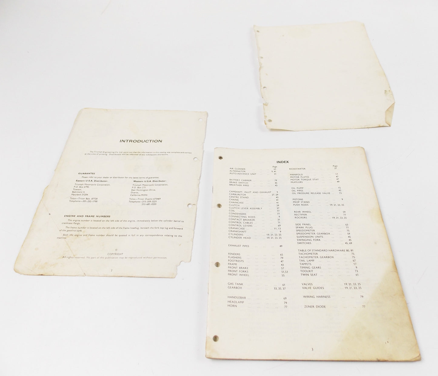 TRIUMPH 1974 BONNEVILLE 750-TI40V/TIGER 750-TR7RV REPLACEMENT PARTS CATALOGUE - MotoRaider