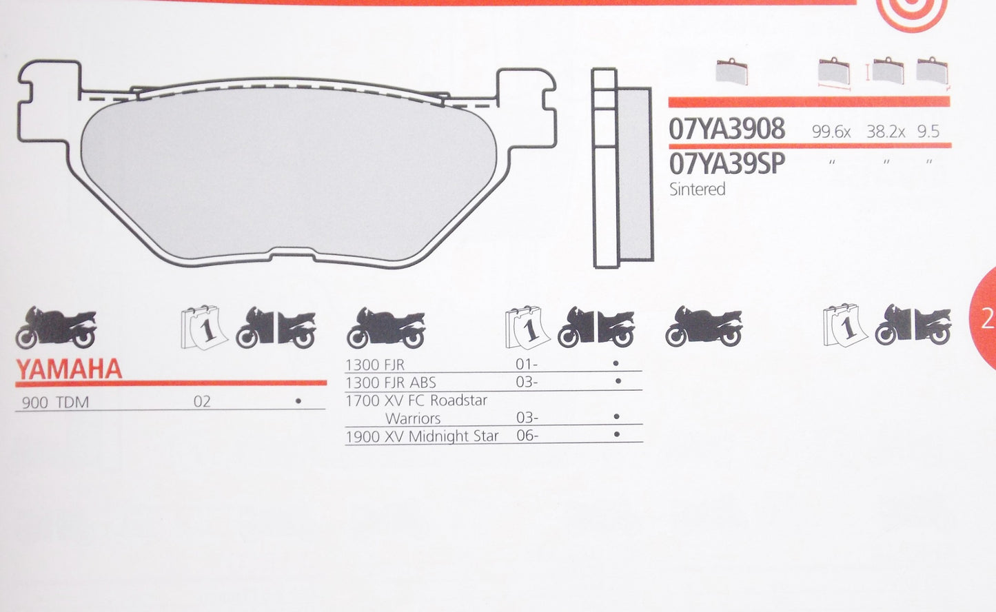 NOS 2002 YAMAHA 900 2001 | 2003 YAMAHA 1300 BRAKE PAD SET 07YA3908 / 39SP - MotoRaider