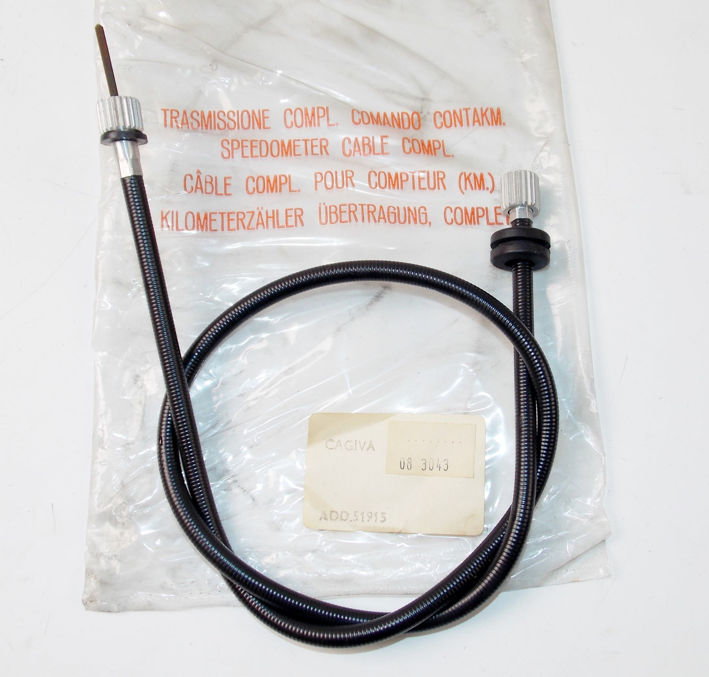 BLACK VINYL TACHOMETER CABLE ASSY CAGIVA ELEFANT 3 125 OE # 800051915 | 08-3043 - MotoRaider