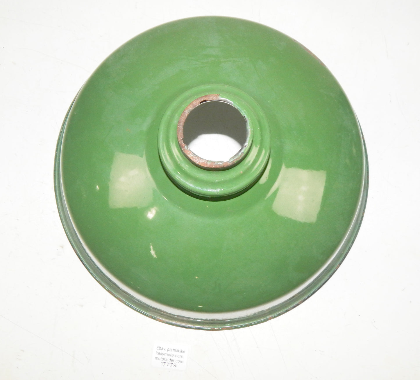 VINTAGE METAL SHOP LIGHT SHADES GREEN PORCELAIN ENAMEL D=14" GARAGE INDUSTRIAL C - MotoRaider