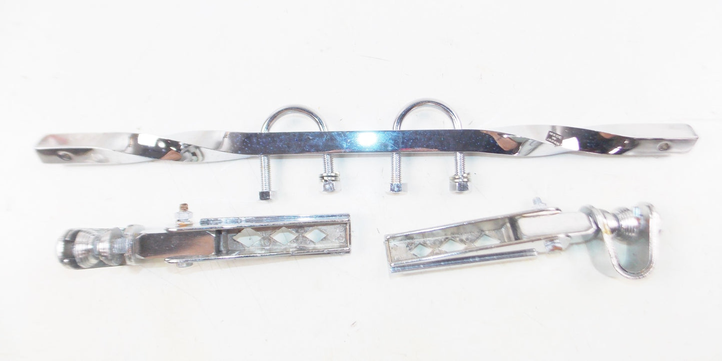 1970's CHROME DOUBLE TWISTED HIGHWAY+FOOTREST BAR 5/8" LENGTH 17 3/4" CHOPPER - MotoRaider