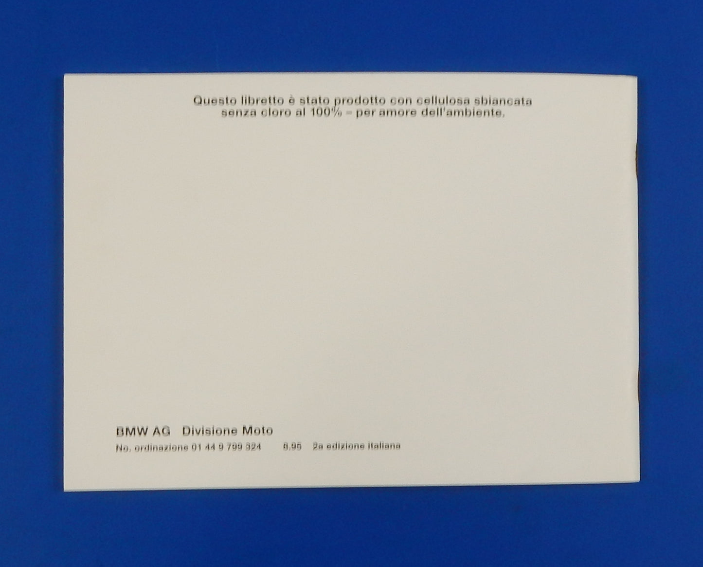 OEM BMW R850R USER MAINTENANCE OWNER USER MANUAL 01449799314 + SERVICE LOGBOOK - MotoRaider