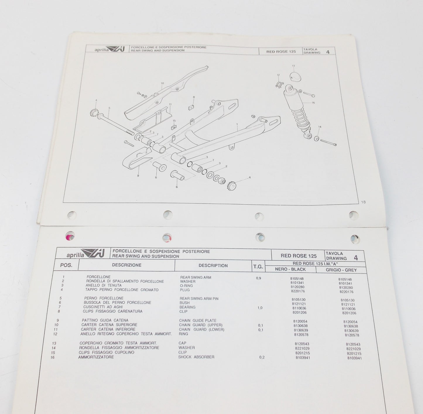 1991 APRILIA RED ROSE 125 CHASSIS FRAME MOTOR SPARE PART CATALOG BOOK MANUAL 606 - MotoRaider