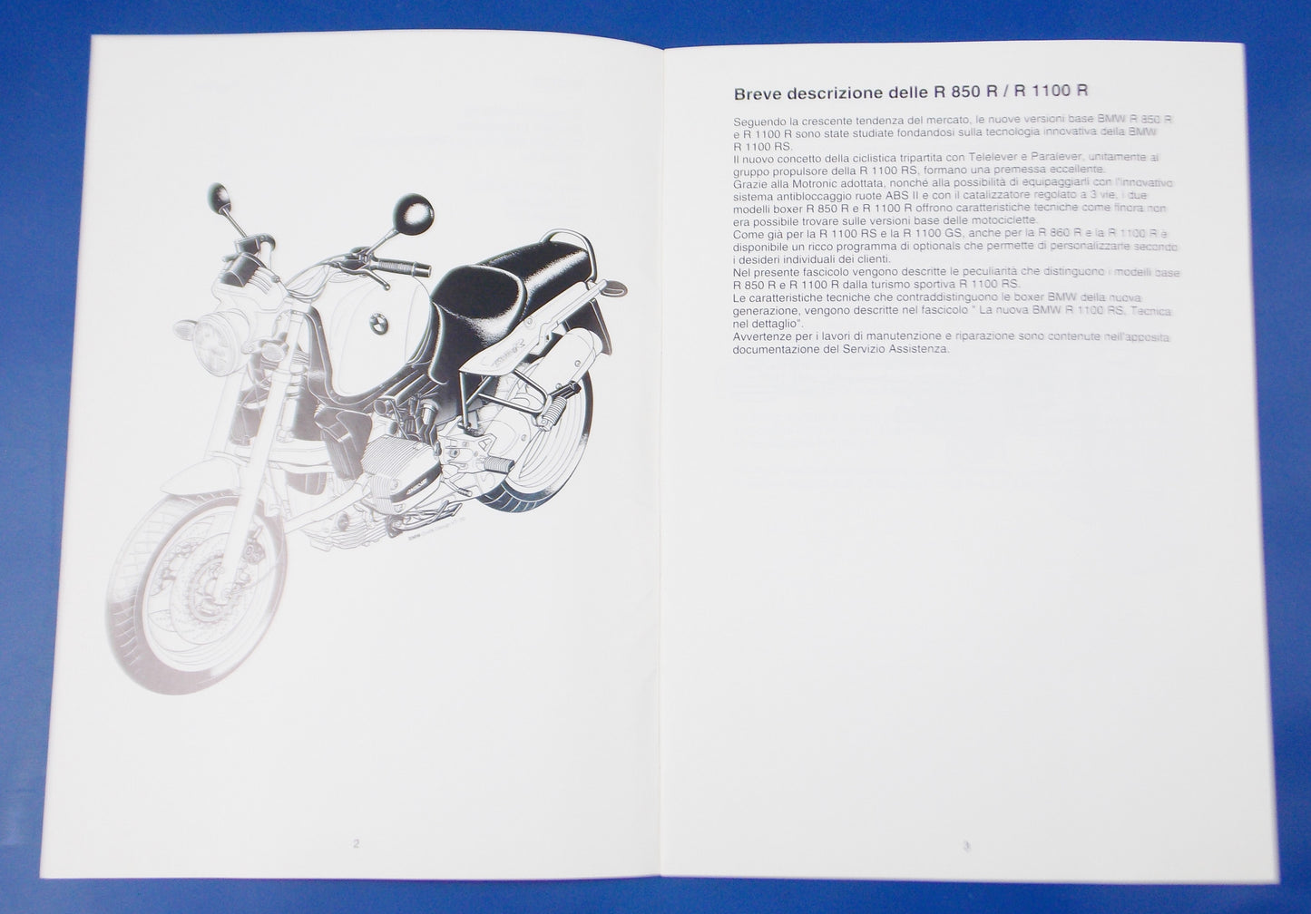 ORIGINAL BMW 1994 R850 1100R DEALER SALES FORCE TECHNICAL INFORMATION ITALIAN - MotoRaider