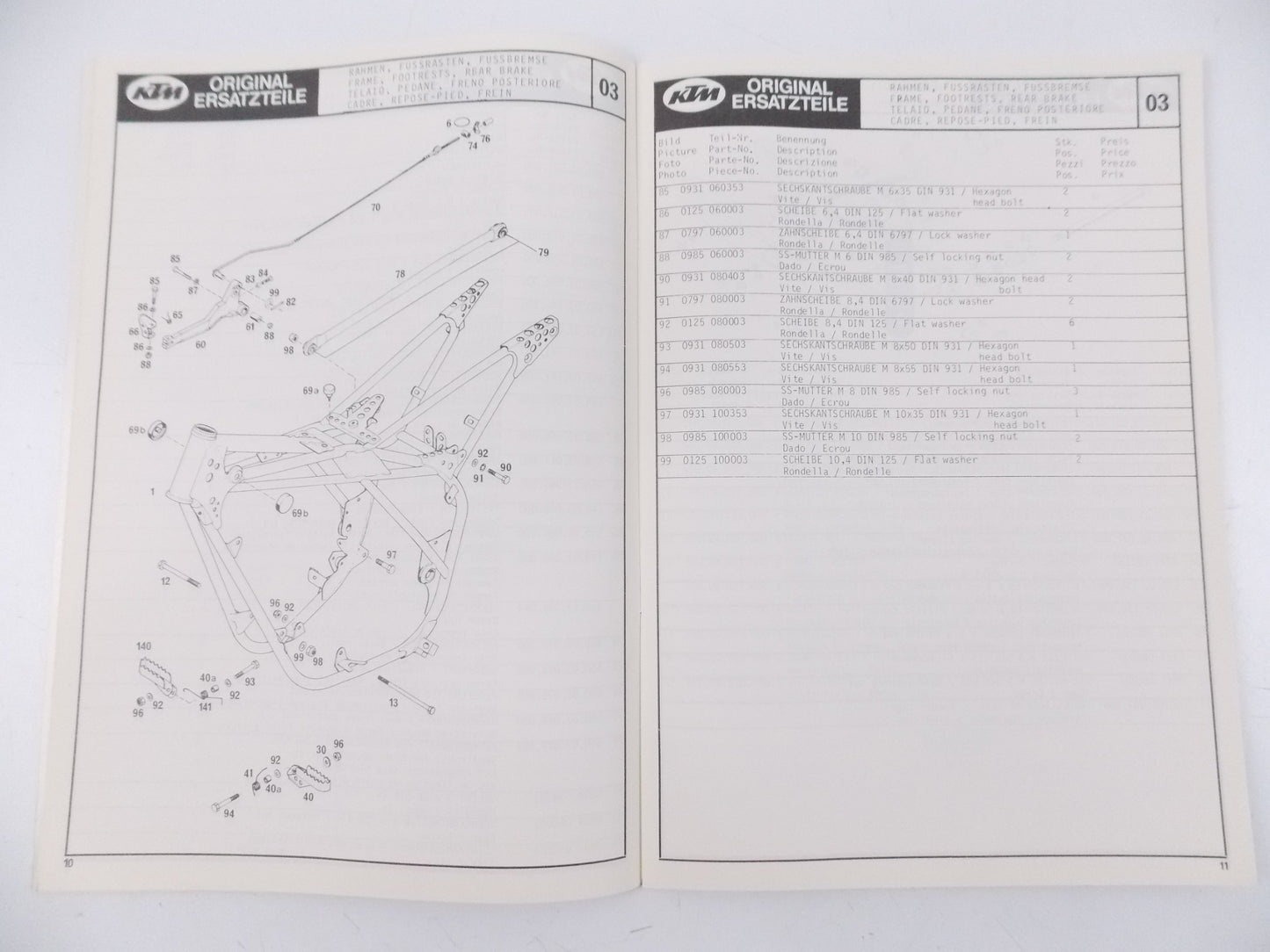 OEM 1980 KTM 420MC SPARE PARTS MANUAL BOOK GERMAN ENGLISH ITALIAN FRENCH - MotoRaider