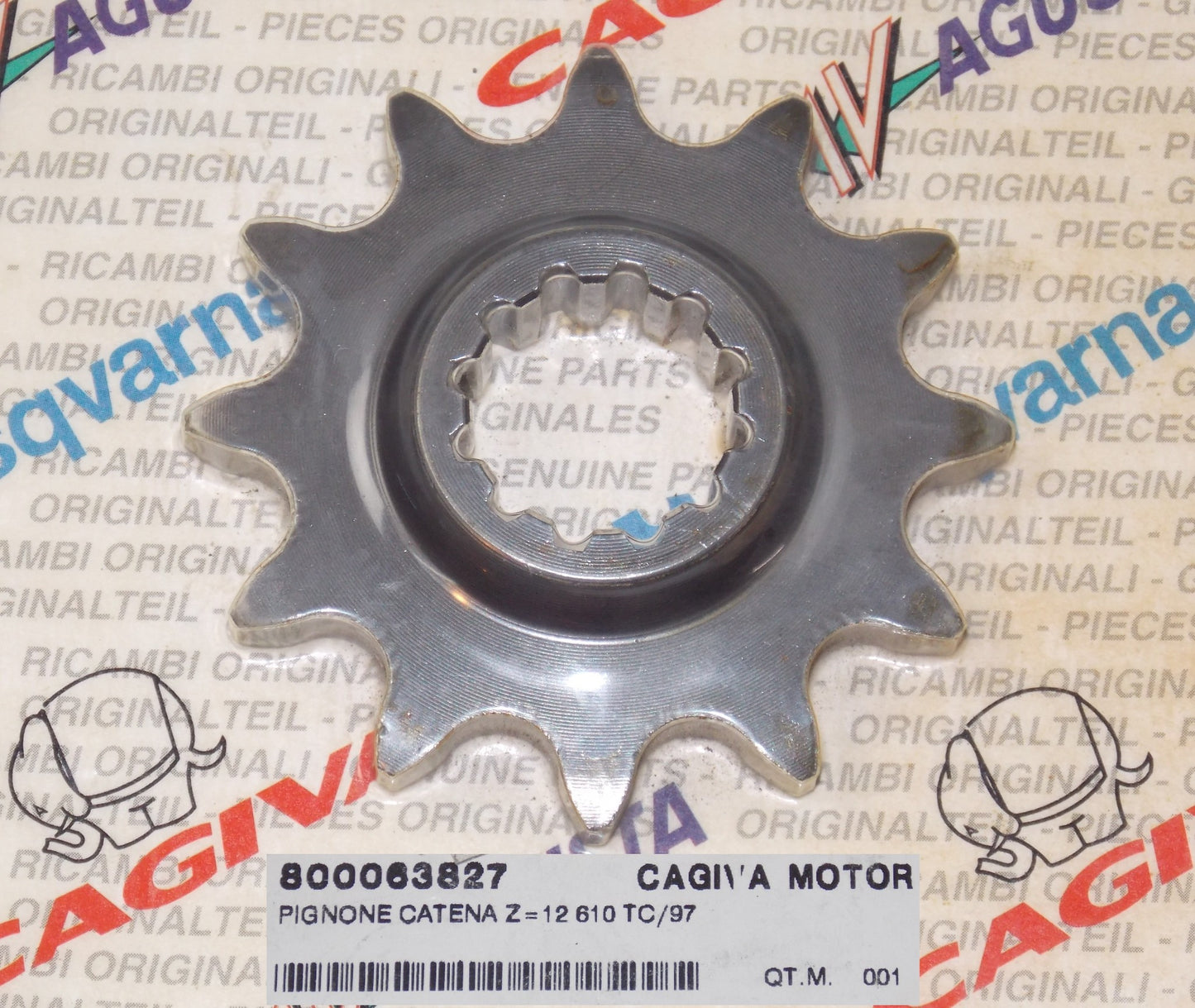 NOS OEM CAGIVA HUSQVARNA 90-99 TE-TC 610 FRONT PINION SPROCKET 12T 800063827 - MotoRaider
