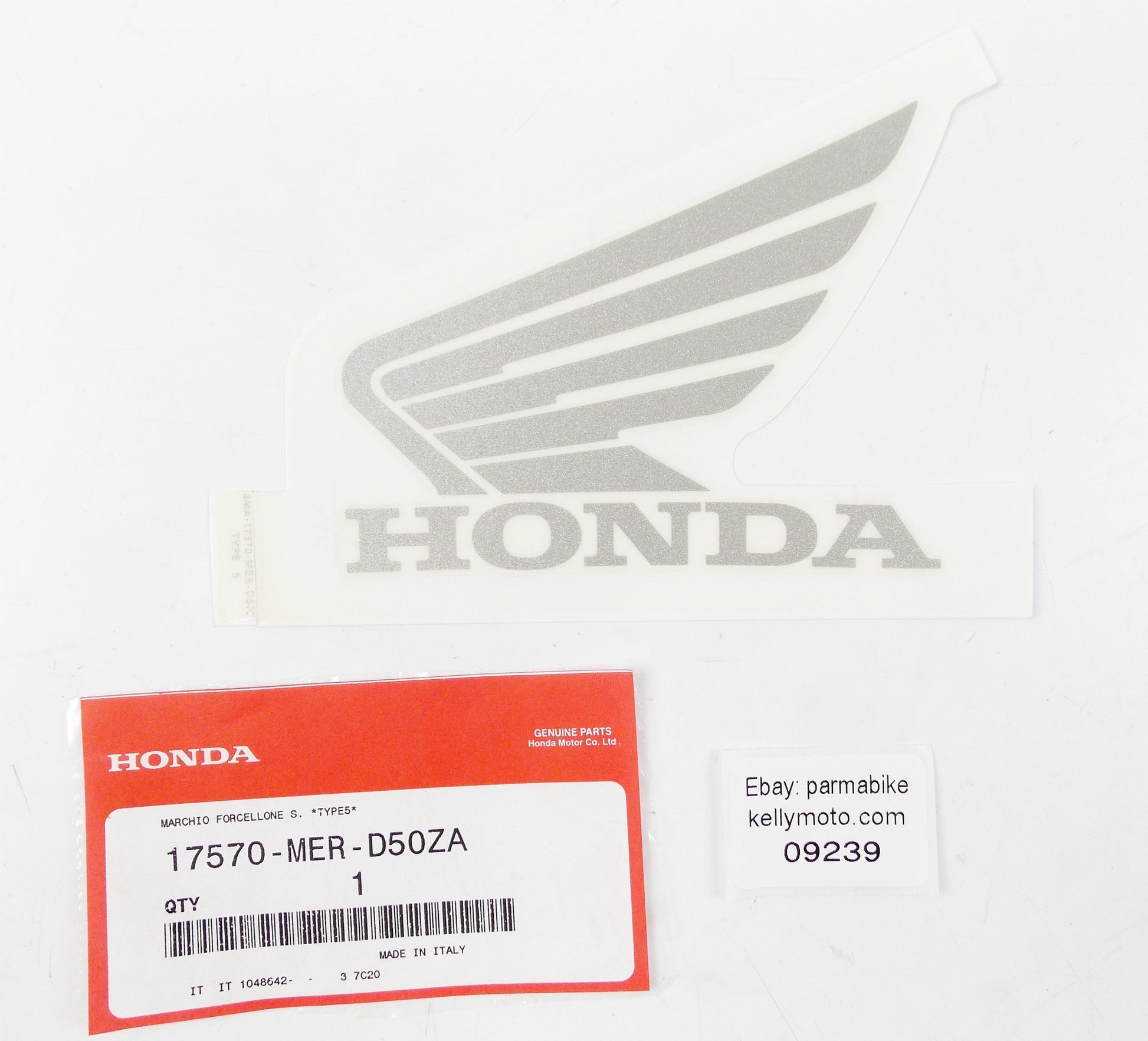 NOS OEM 2005 HONDA CBF600 LEFT WING TYPE 5 EMBLEM DECAL MARK 17570-MER-D50ZA - MotoRaider