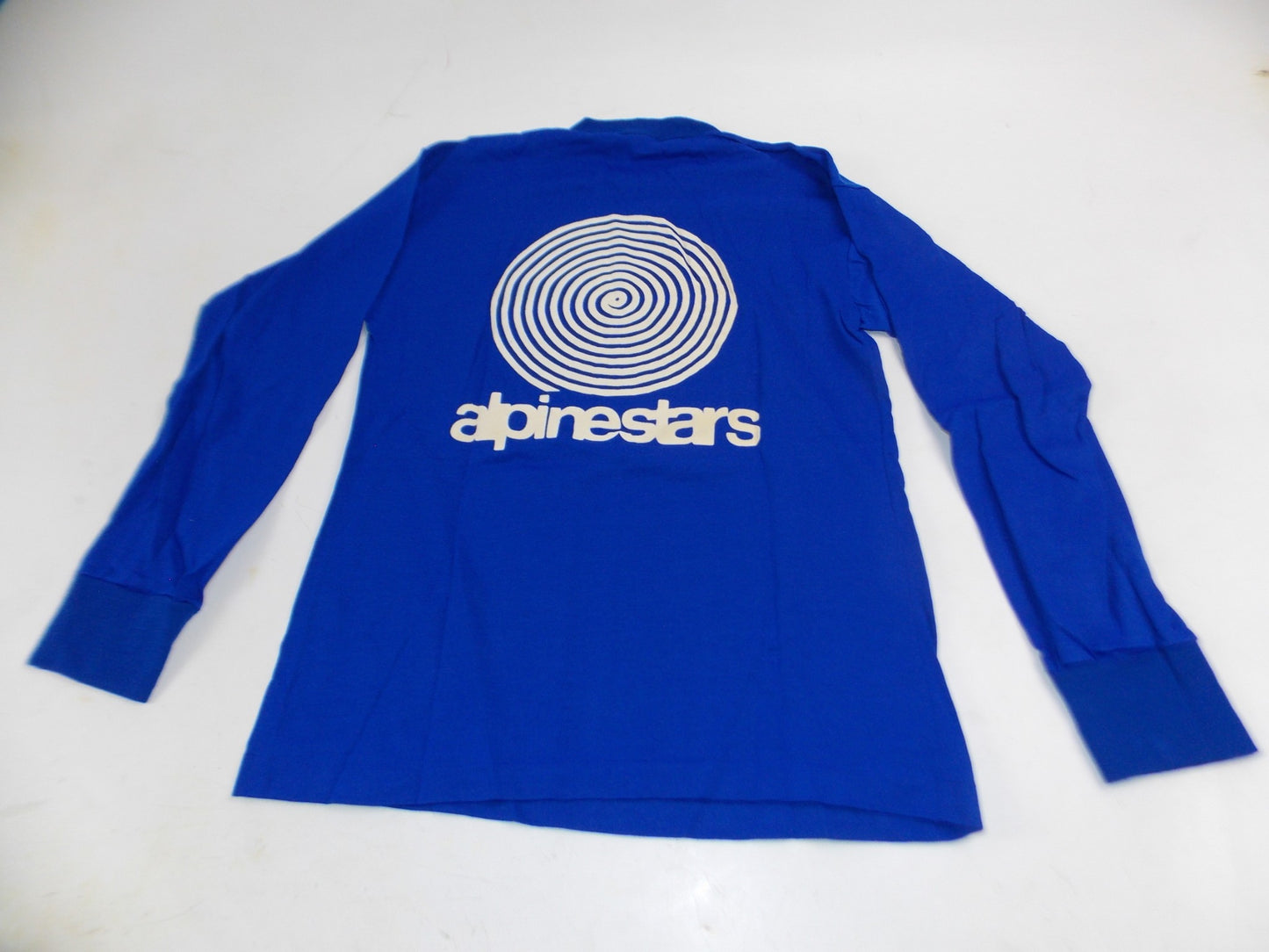 1980's ALPINESTARS JERSEY SHIRT BLU SIZE 4 LONG SLEEVE RAISED LOGO VINTAGE CROSS - MotoRaider