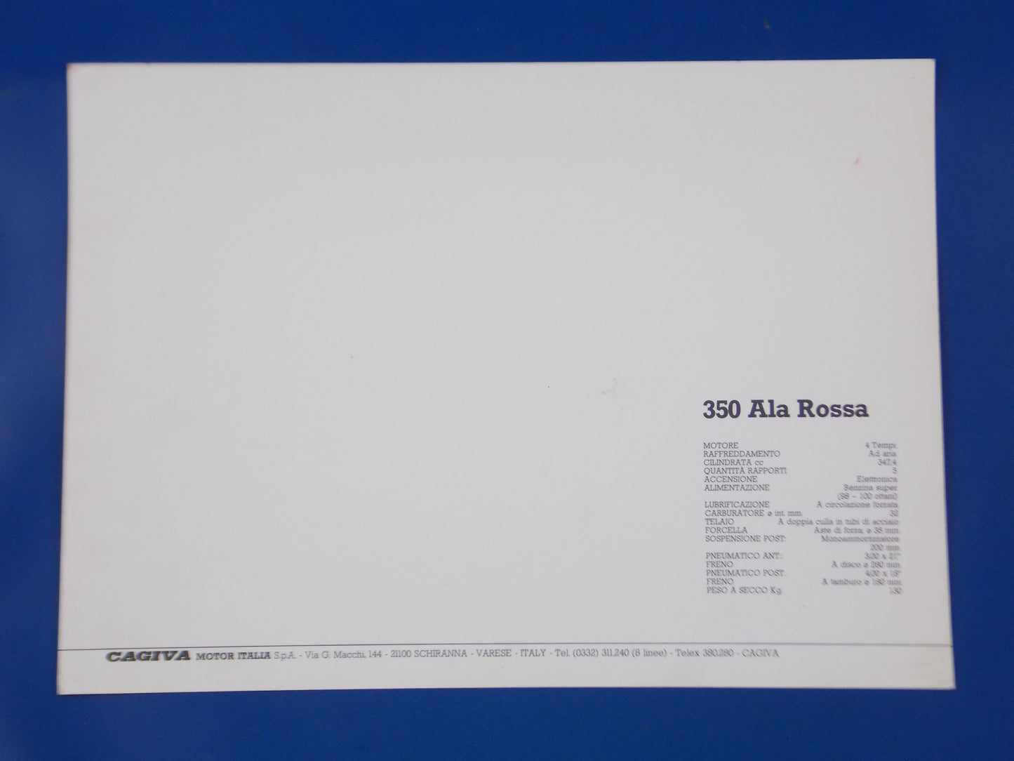 1980's CAGIVA 350 ALA ROSSA 4 ST ORIGINAL DEALER PHOTO BROCHURE VINTAGE 11x8" - MotoRaider