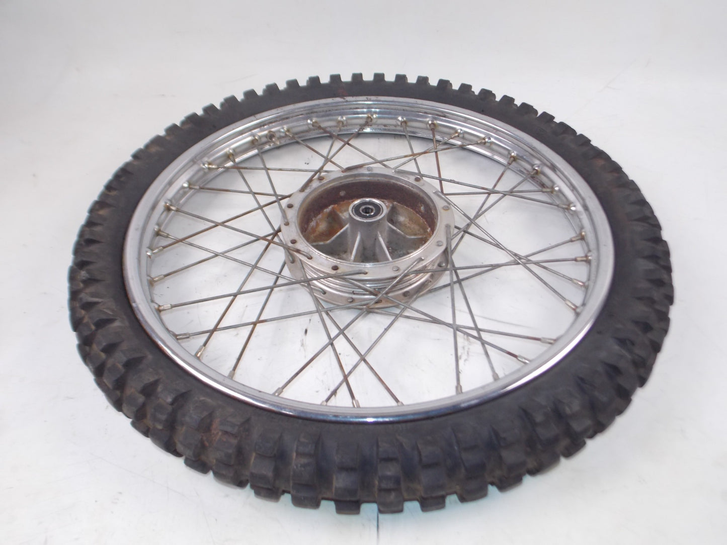 1970's HUSQVARNA 21" FRONT WHEEL RIM RADAELLI LELEU HUB SPOKES TIRE TRELLERBORG - MotoRaider
