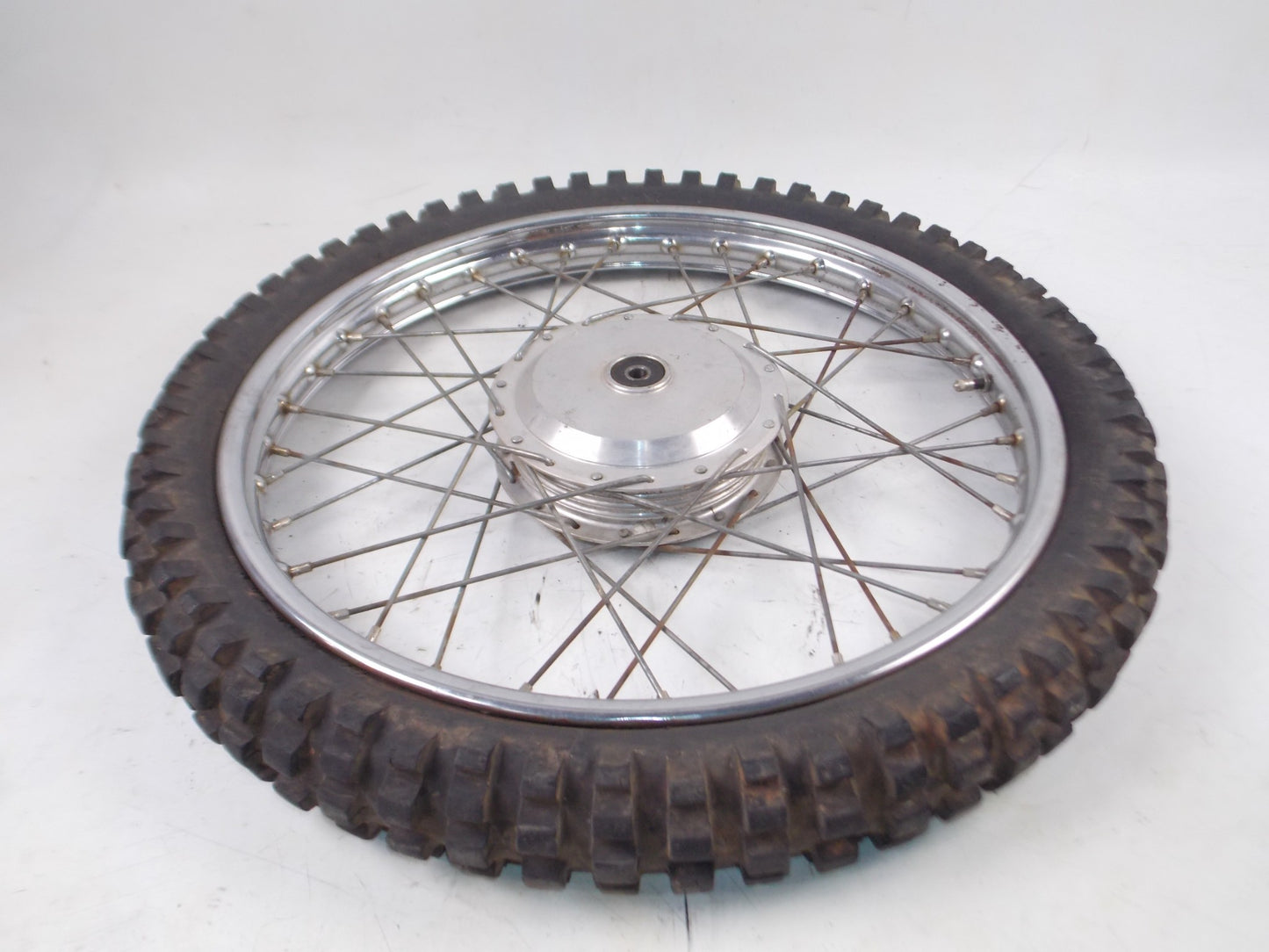 1970's HUSQVARNA 21" FRONT WHEEL RIM RADAELLI LELEU HUB SPOKES TIRE TRELLERBORG - MotoRaider