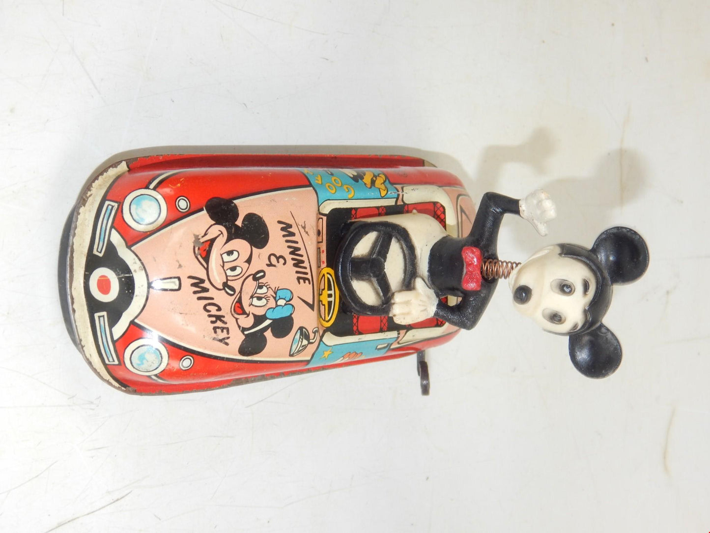 1950's TIN FRICTION TOY CAR MAR WDP DISNEY MINNIE MICKEY PLUTO GOOFY DONALD - MotoRaider