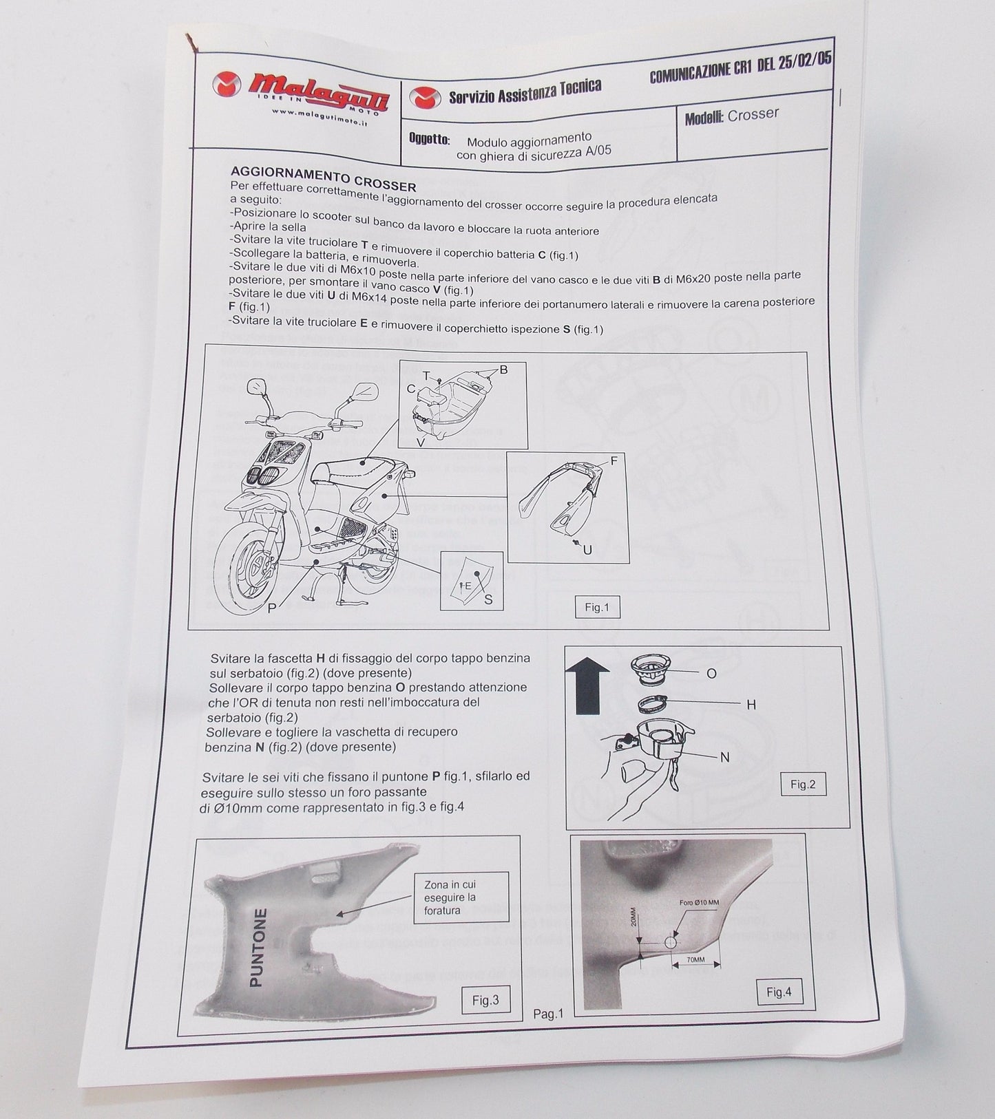 OEM MALAGUTI CROSSER CR1 GREY TAIL GAS TANK COVER + FUEL CAP + GASKET 063.244.88 - MotoRaider