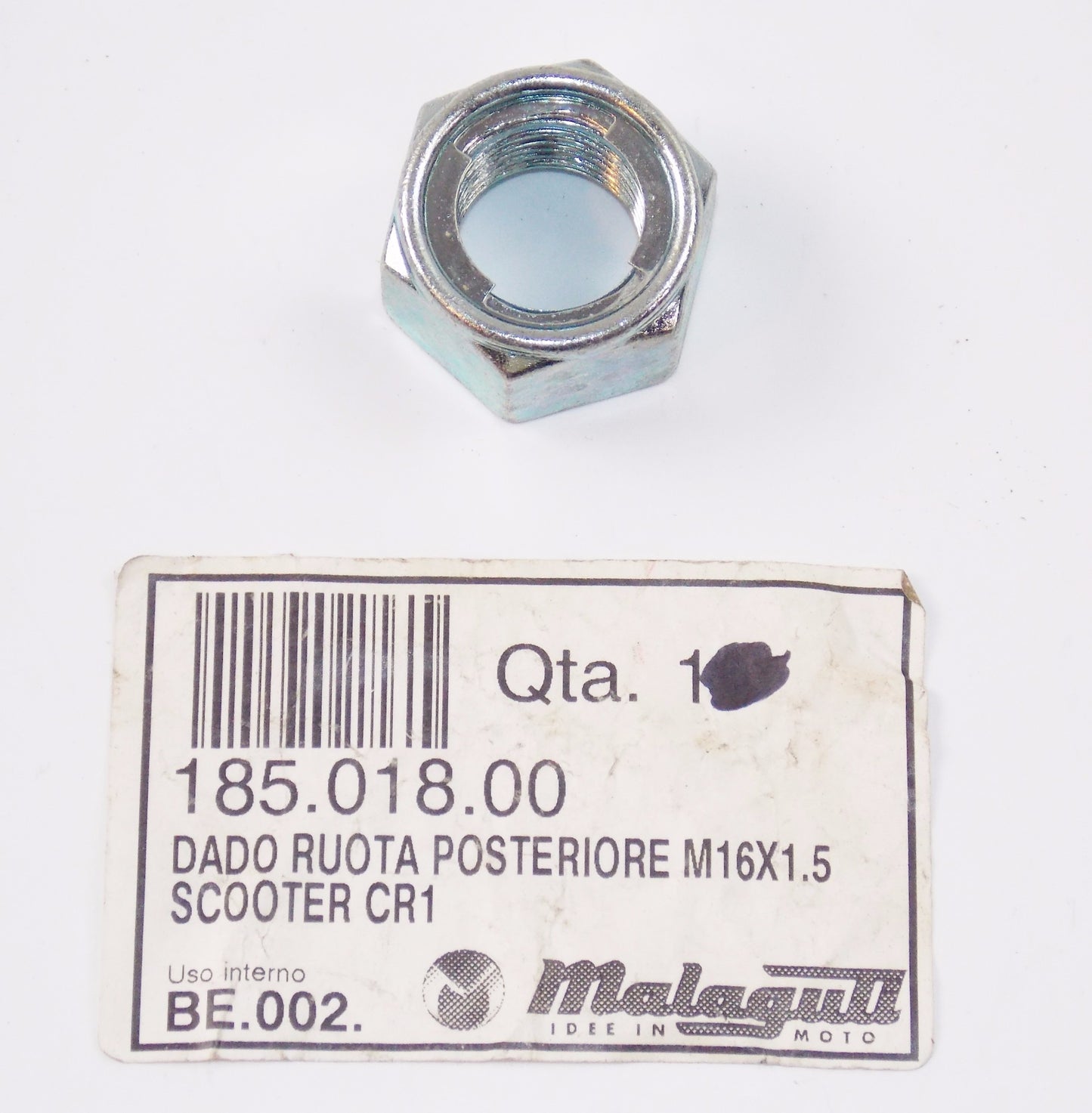NOS OEM MALAGUTI SCOOTER CR1 F12 F18 CIAK REAR WHEEL NUT M16x1.5 185.018.00 - MotoRaider