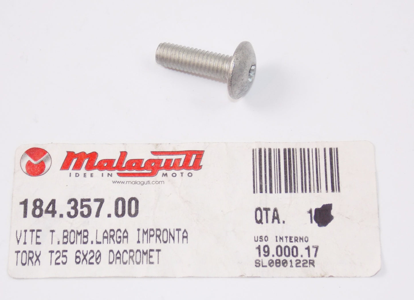 OEM MALAGUTI CENTRO PASSWORD MADISON 3 XSM 50 SCREW T25 6x20 184.357.00 - MotoRaider