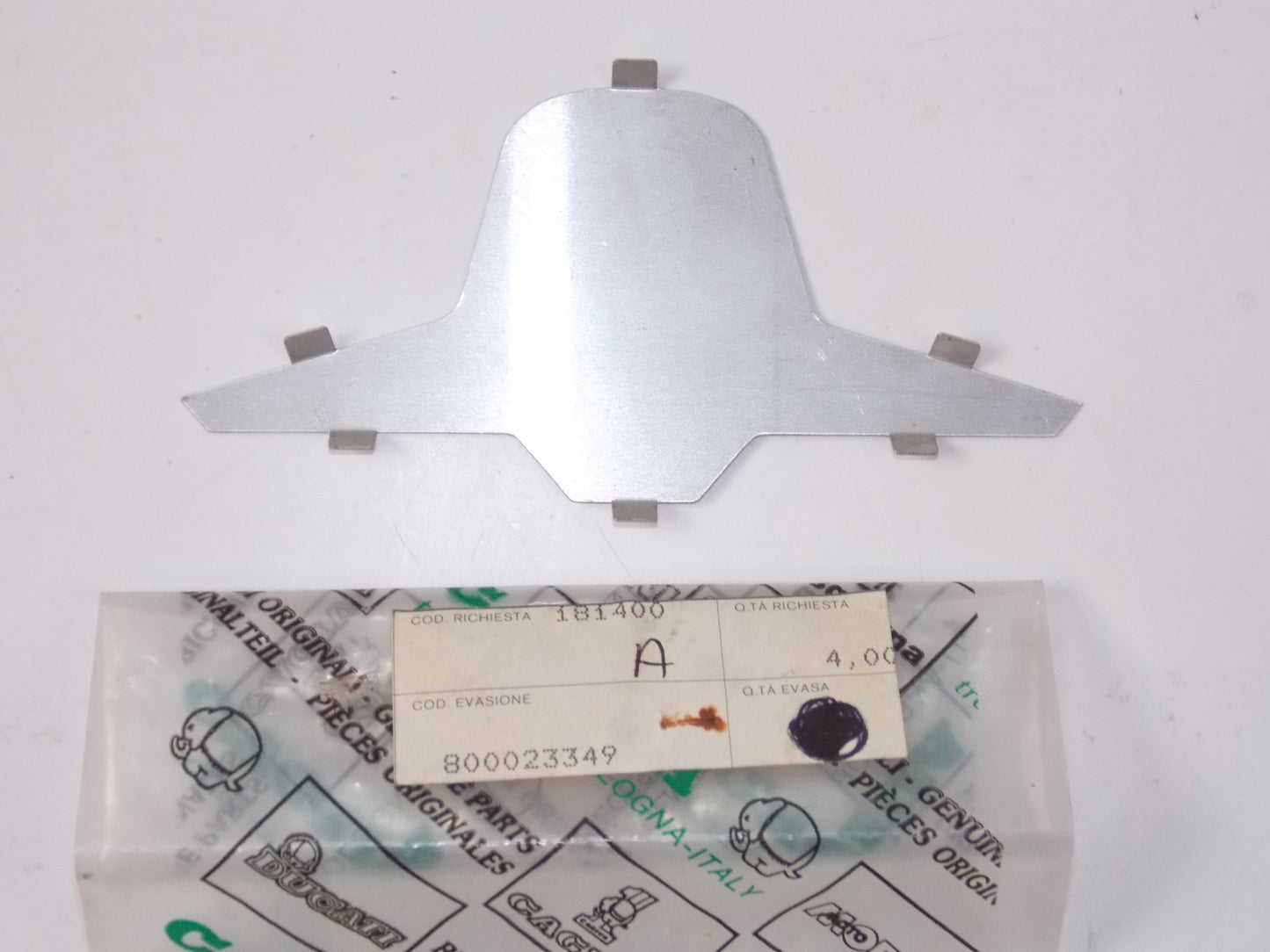 NOS OEM CAGIVA 1979 SXT 125 EXHAUST SYSTEM NAME PLATE 800023349 - MotoRaider