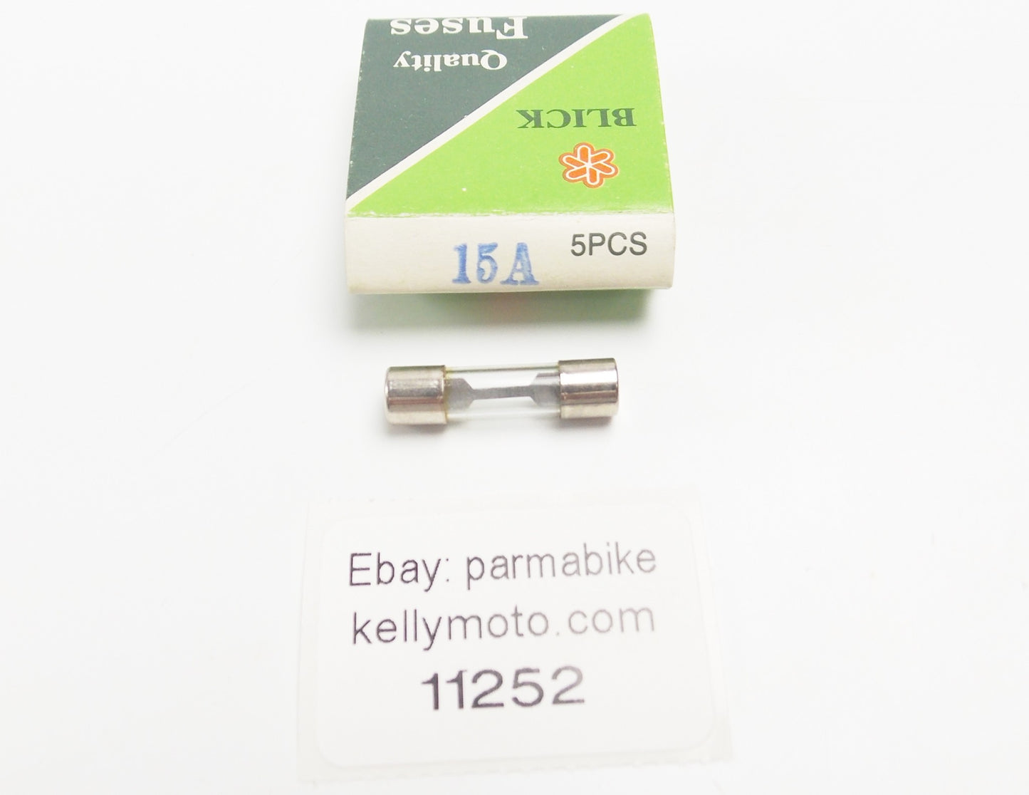 5x BLICK AGX FAST-ACTING GLASS TUBE FUSES 15A 1/4"x1" 6.3x25.4mm MOTORCYCLE ATV - MotoRaider