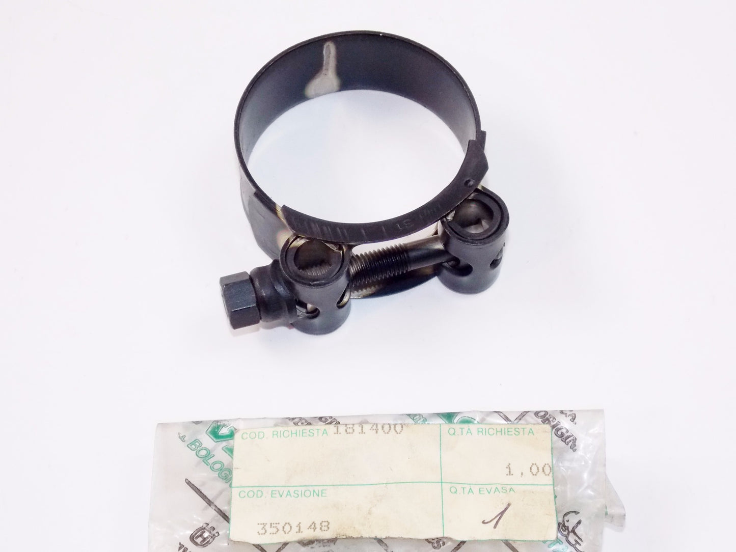 NOS OEM CAGIVA 1988 MORINI DART 350-400 EXHAUST MUFFLER ESCAPE CLAMP 350148 - MotoRaider