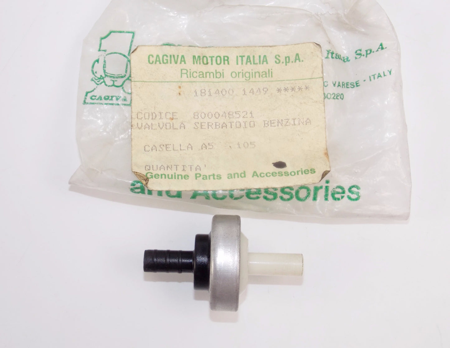 NOS OEM CAGIVA 1987 ALETTA ORO 125-S2 GAS TANK BREATHER VALVE 800048521 - MotoRaider