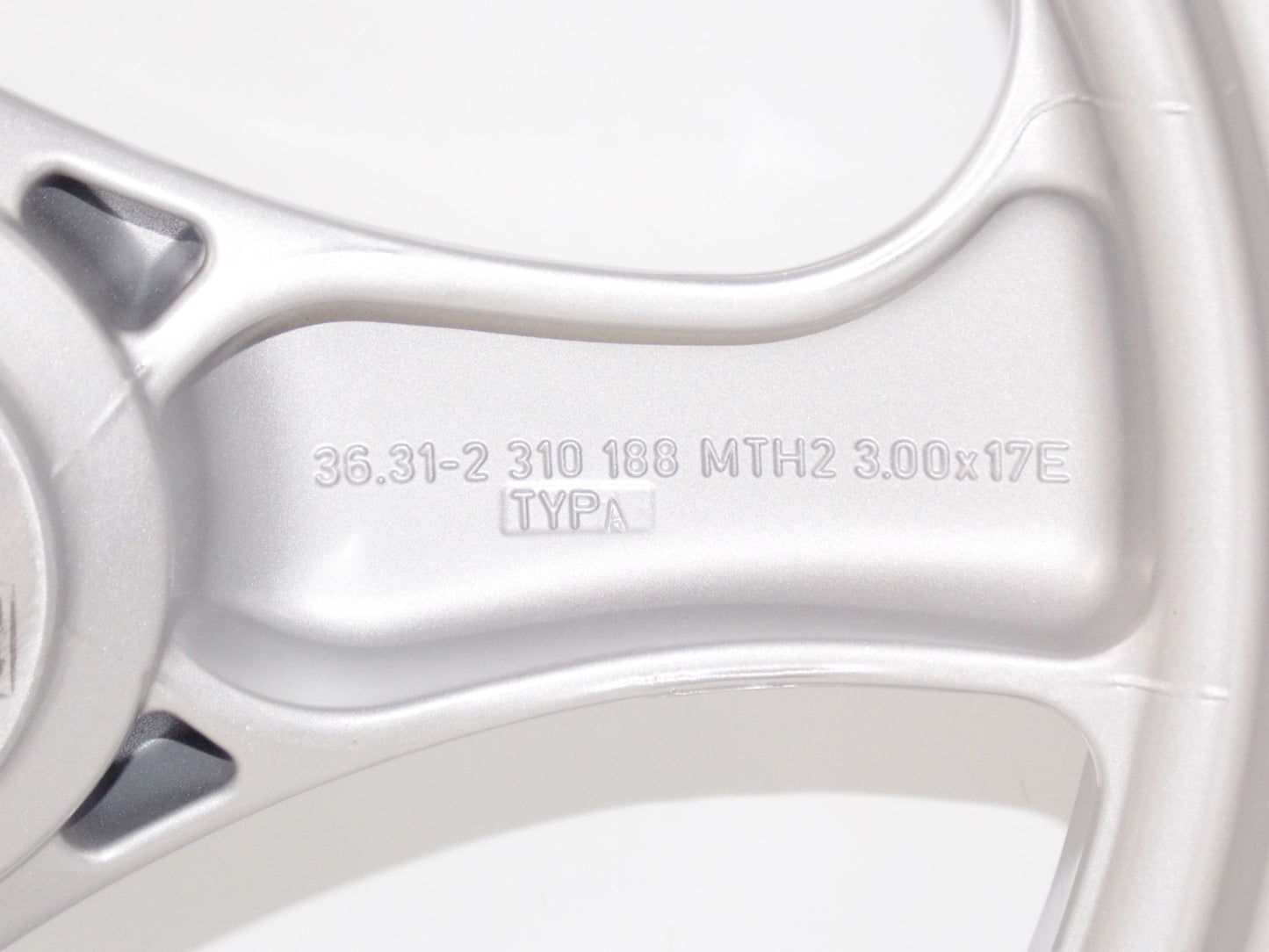 NOS OEM BMW 1993-1999 K-1100-LT K1100LT REAR WHEEL SILVER 3.00X17" 36312310188 - MotoRaider