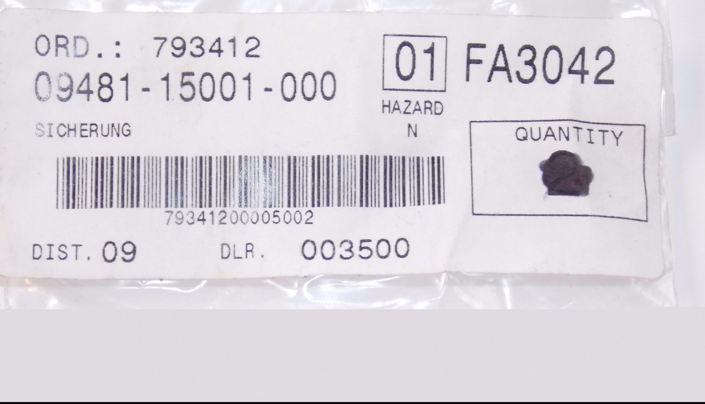 NOS OEM SUZUKI 68-97 T500-1/2 T20 TS250 GS750L GS300L TS100 FUSE 15A 09481-15001 - MotoRaider