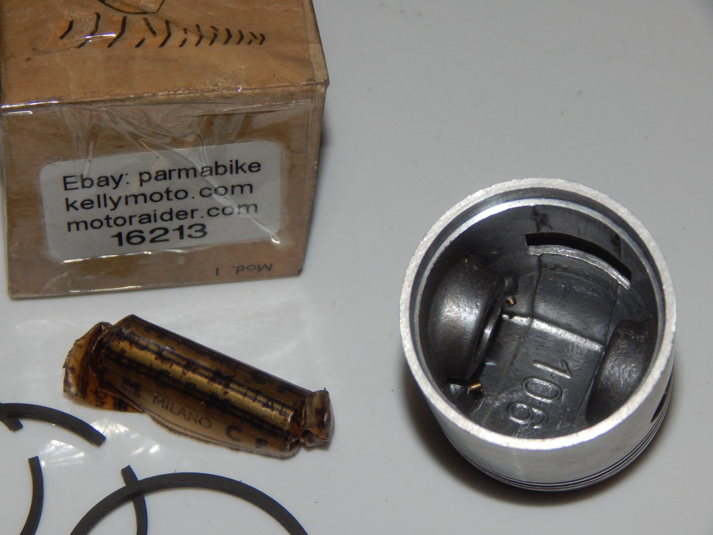 NOS DINAMIN MOTORCYCLE MOPED PISTON 40.20mm+RING+CLIPS+PIN=11MM VINTAGE #16213 - MotoRaider