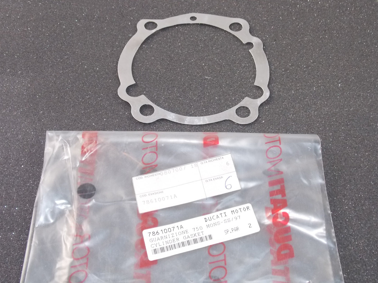 NOS OEM DUCATI 1997 MONSTER 750 SS CYLINDER GASKET # 78610071A - MotoRaider