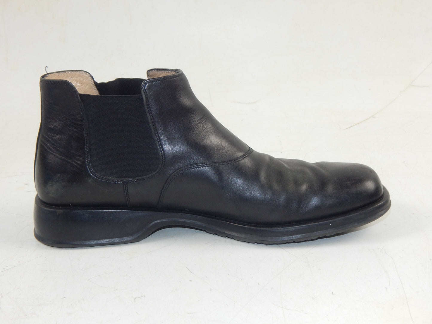 ORIGINAL FERRAGAMO MEN BOOTS LOW BLACK LEATHER SIZE US 9.5 ITALY FASHION - MotoRaider