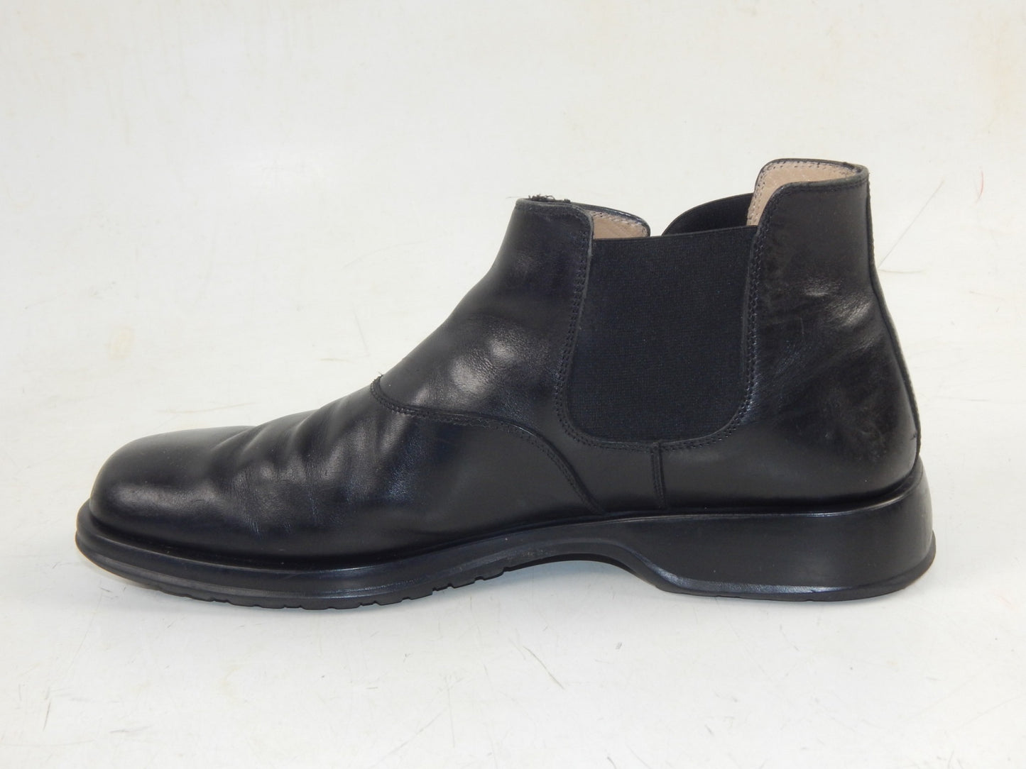 ORIGINAL FERRAGAMO MEN BOOTS LOW BLACK LEATHER SIZE US 9.5 ITALY FASHION - MotoRaider