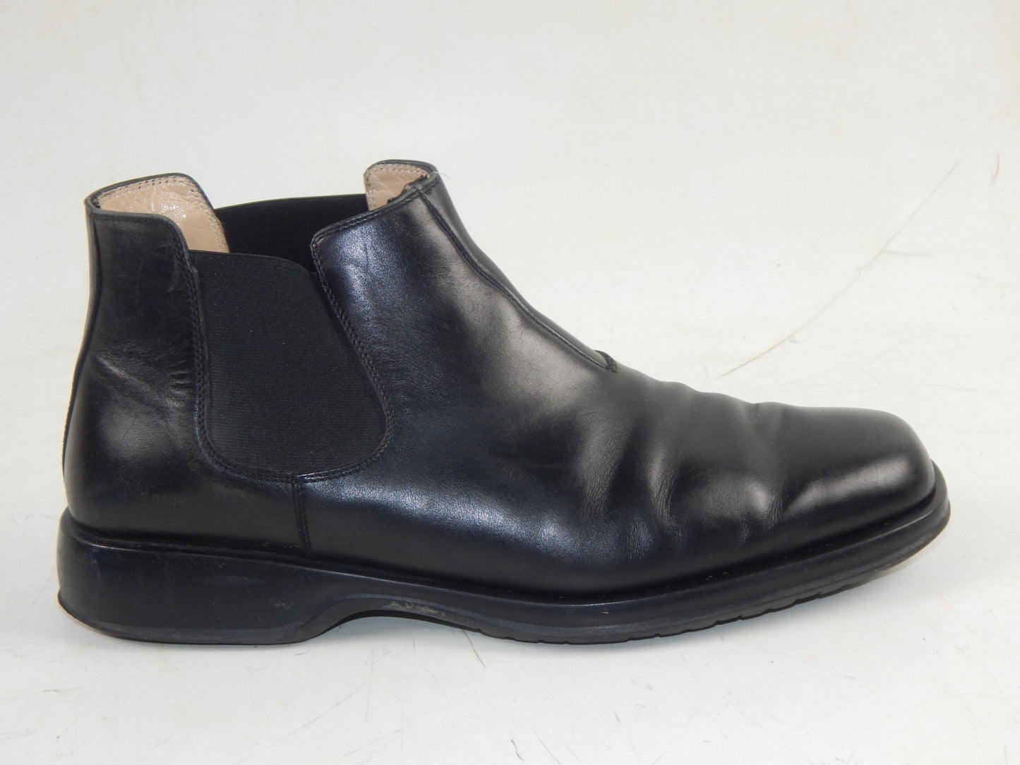 ORIGINAL FERRAGAMO MEN BOOTS LOW BLACK LEATHER SIZE US 9.5 ITALY FASHION - MotoRaider