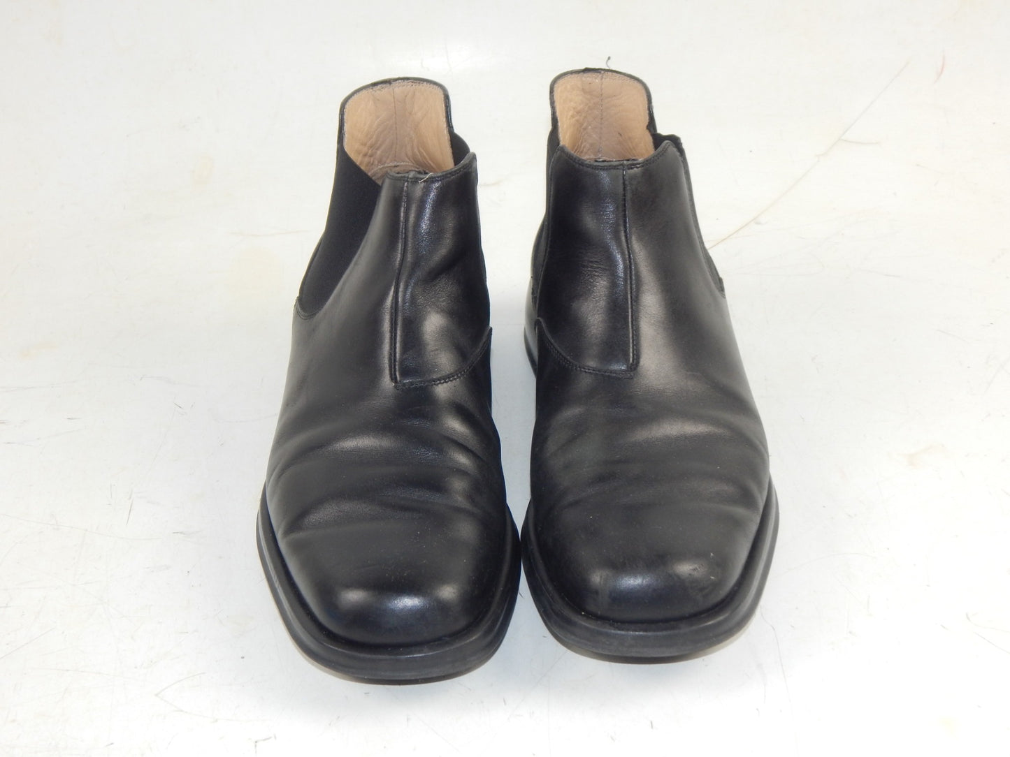 ORIGINAL FERRAGAMO MEN BOOTS LOW BLACK LEATHER SIZE US 9.5 ITALY FASHION - MotoRaider