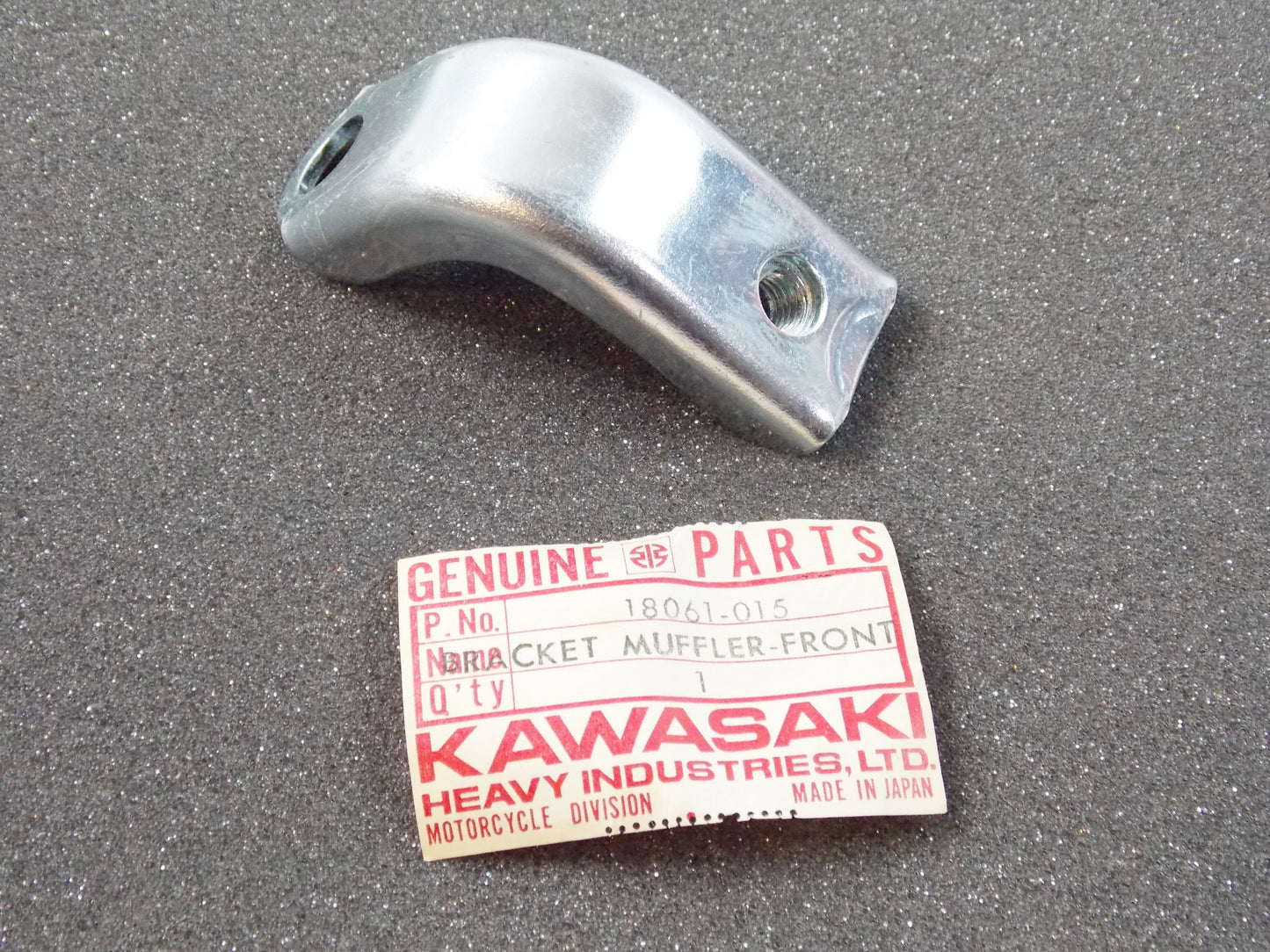 NOS OEM KAWASAKI 68-70 F3 Bushwhacker MUFFLER BRACKET FRONT 18061-015 - MotoRaider